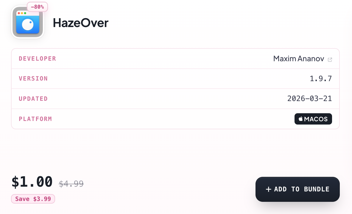 HazeOver の割引画面