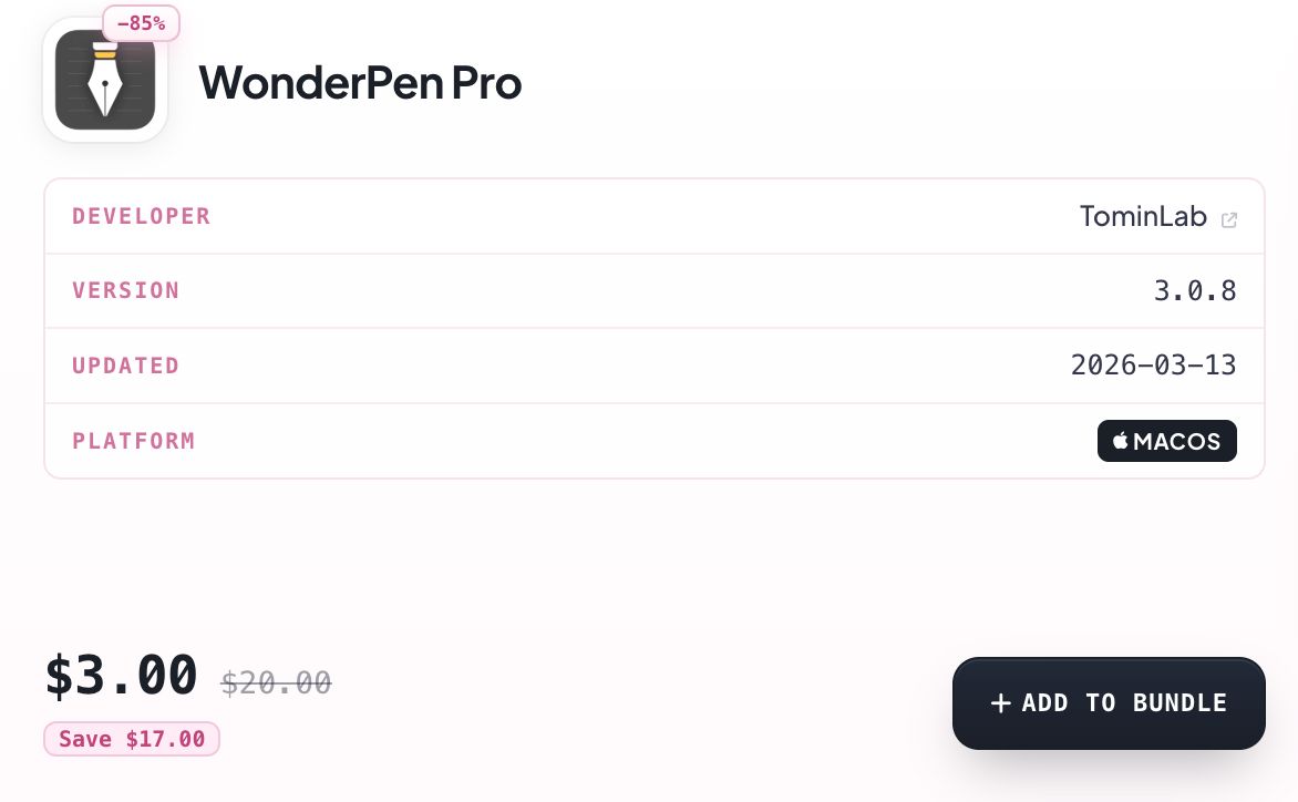 WonderPen Pro の割引画面